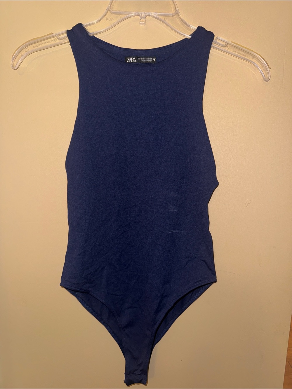 Zara sleeveless Tank bodysuit Dark Navy Blue stretch size S Small EUC